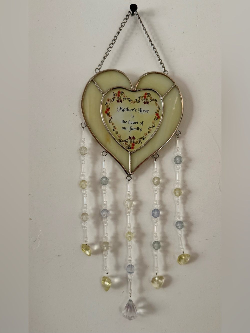 Vintage Stained Glass Heart Wall Art